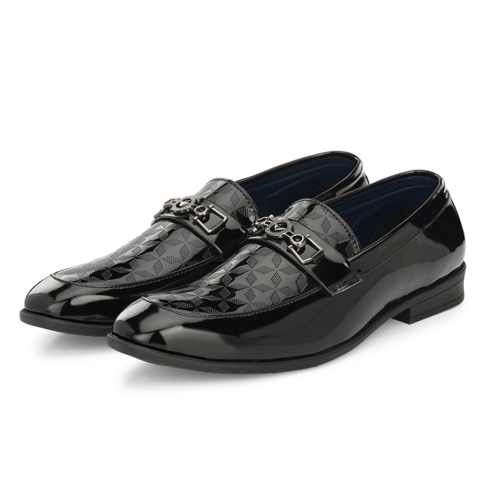 Black Textured Patent Loafer