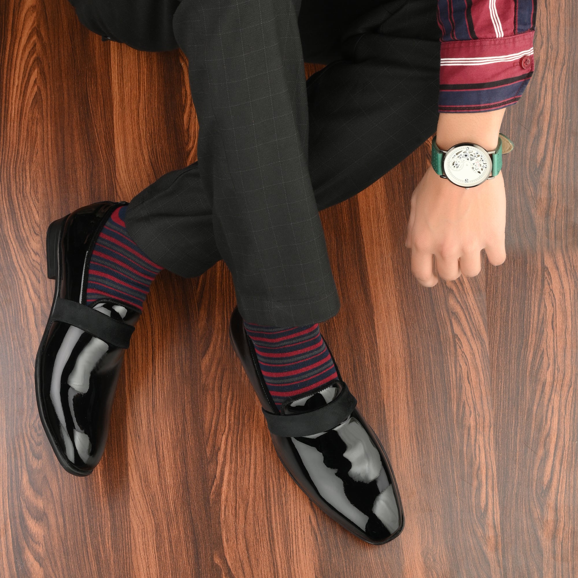 Partywear Velvet Strap Patent Loafers